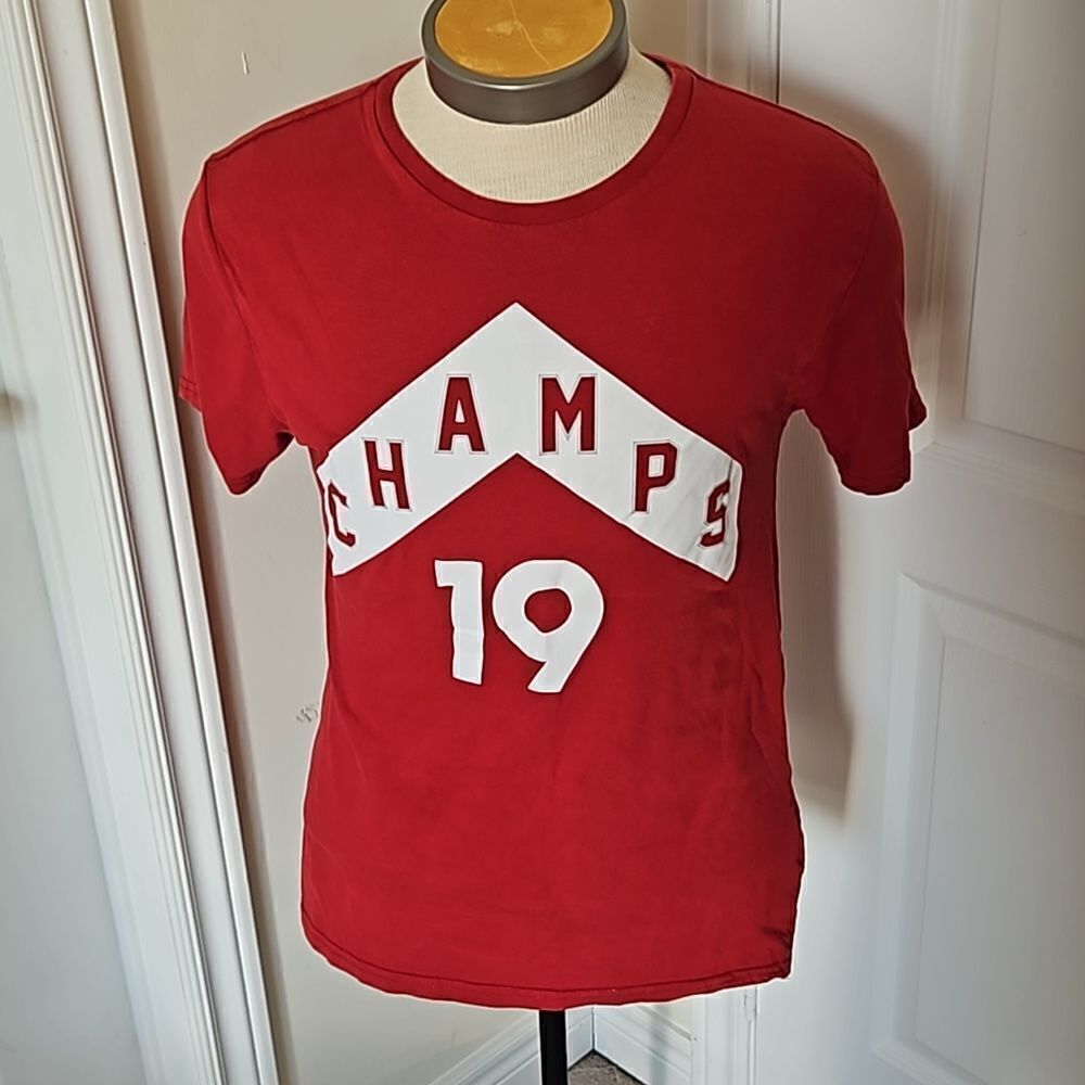 Champs Men's Cotton Logo Short Sleeves T-shirt Medium Ruby Red/White